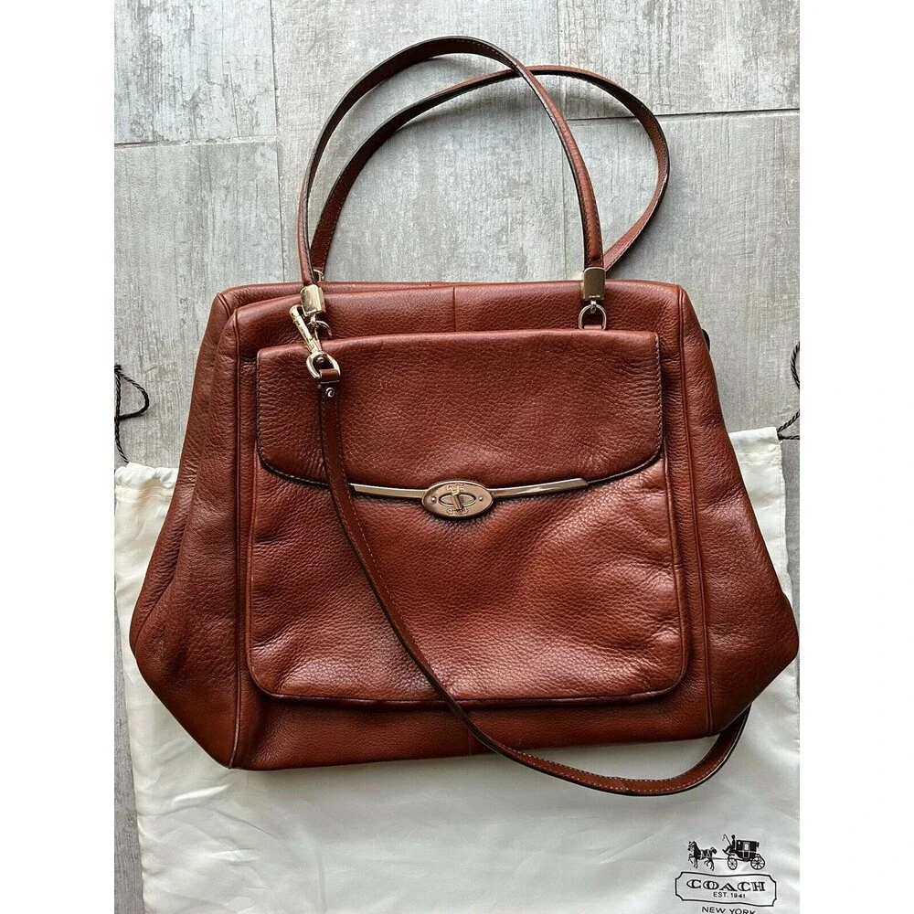 COACH Designer Madison Leather North South Satchel 25170 Chestnut Brown STUNNING